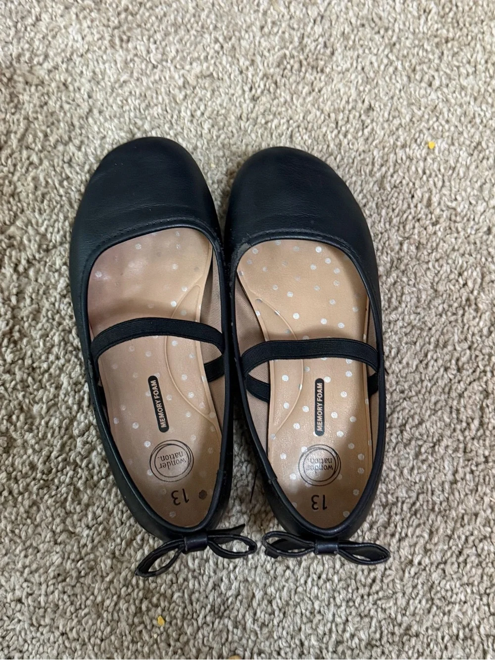 wonder nation Black Girls' Mary Jane Ballet Flats with Bow